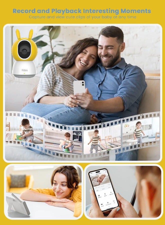 Pettena Security 2K Indoor Cam Pan & Tilt, Home Security Indoor Camera, Human and Pet AI, Works with Voice Assistants, Motion Tracking, Night Vision, MicroSD Card Required, HomeBase Not Required - Image 2