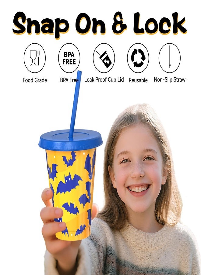 OZMOJOO Color Changing Cups, Halloween Plastic Cups with Lids and Straws, Reusable Plastic Tumblers - 5 Pack 16 oz, BPA-free, Cold Drink Party Cups for Kids, Adults - Image 4