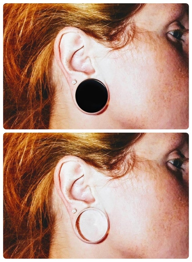 Cisyozi 2G Clear Back Acrylic Gauges Plugs Tunnels Earrings for Ears Stretching Kit 2 Gauge Platic Ear Tunnel Earrings Plug Double Flare Gauges Size 6mm Piercing Jewelry Women Men 1/4 inch - Image 3