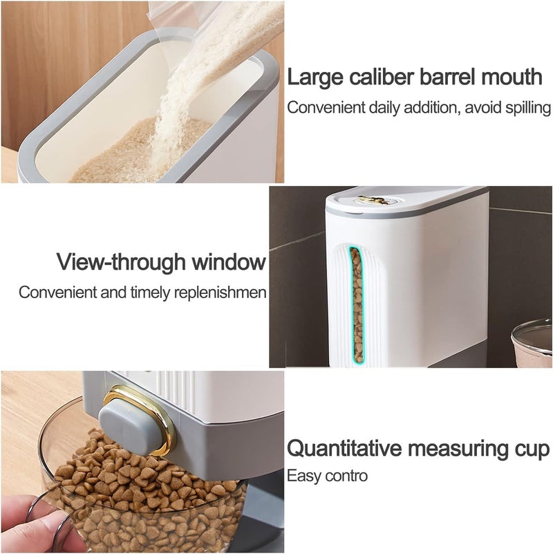 PIKFOS PIKFOS Rice Dispenser 2225 Lbs Rice Container with Measuring Cup Upgraded Builtin Fresh Box Cereal Dispenser Storage with Lids for Home Kitchen Pantry Rice Soybean Corn White - Image 3