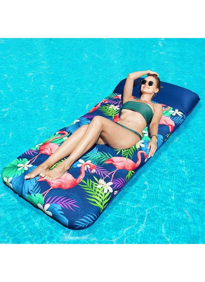 FindUWill - Oversized Pool Floats Adults 72" X38 Xlarge Fabric Covered Pool Floaties Raft Inflatable Pool Float With Headrest Ultracomfort Pool Lounger Party Lake Beach Water Float(Xl Flamingo) - Image 1