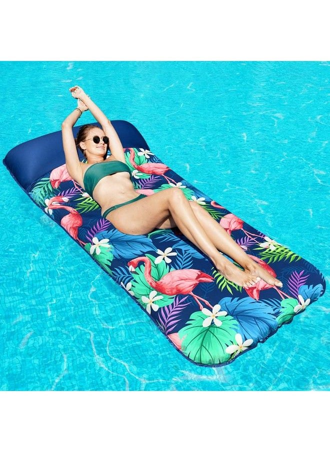 FindUWill - Oversized Pool Floats Adults 72" X38 Xlarge Fabric Covered Pool Floaties Raft Inflatable Pool Float With Headrest Ultracomfort Pool Lounger Party Lake Beach Water Float(Xl Flamingo) - Image 1