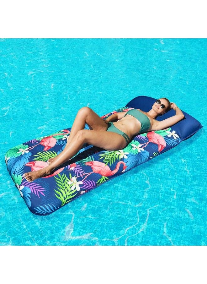 FindUWill - Oversized Pool Floats Adults 72" X38 Xlarge Fabric Covered Pool Floaties Raft Inflatable Pool Float With Headrest Ultracomfort Pool Lounger Party Lake Beach Water Float(Xl Flamingo) - Image 1