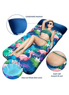 FindUWill Oversized Pool Floats Adults 72" X38 Xlarge Fabric Covered Pool Floaties Raft Inflatable Pool Float With Headrest Ultracomfort Pool Lounger Party Lake Beach Water Float(Xl Flamingo)  - Image 4
