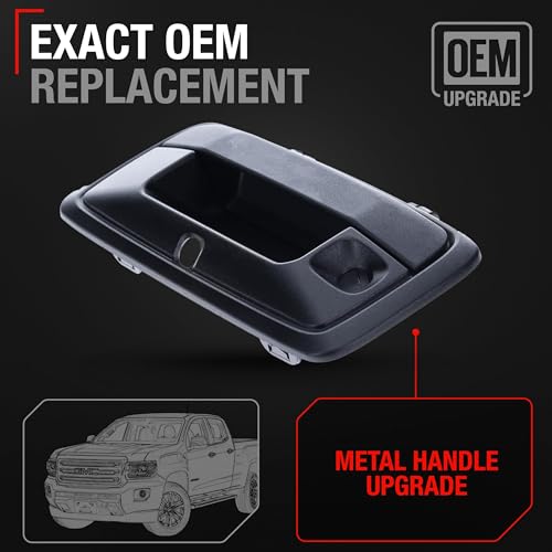 T1A Tailgate Handle Assembly Upgraded Metal Compatible with 20152020 Chevrolet Colorado GMC Canyon Liftgate Latch Handle Textured Black w Keyhole Camera Hole OEM 84222820 23457650 97912 - Image 3