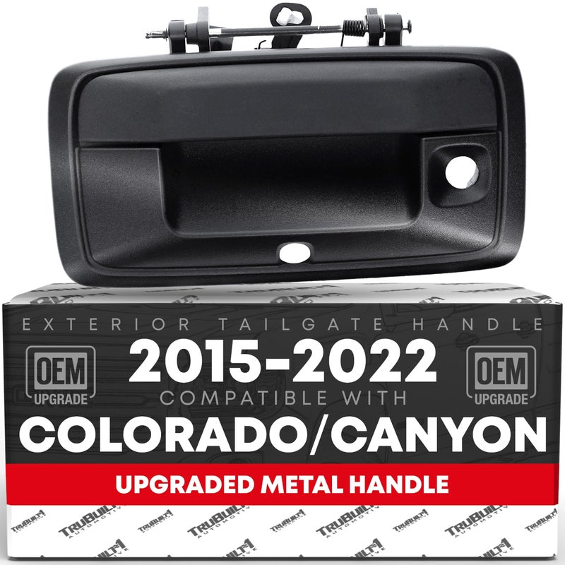 T1A Tailgate Handle Assembly Upgraded Metal Compatible with 20152020 Chevrolet Colorado GMC Canyon Liftgate Latch Handle Textured Black w Keyhole Camera Hole OEM 84222820 23457650 97912 - Image 2