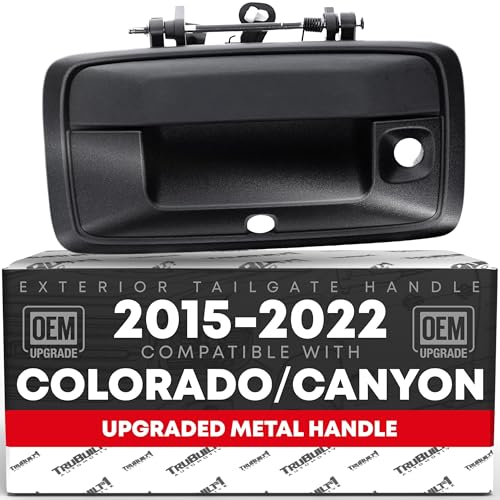 T1A Tailgate Handle Assembly Upgraded Metal Compatible with 20152020 Chevrolet Colorado GMC Canyon Liftgate Latch Handle Textured Black w Keyhole Camera Hole OEM 84222820 23457650 97912 - Image 1