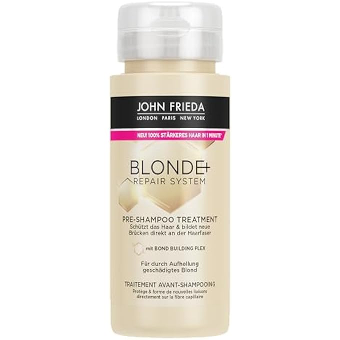 John Frieda BLONDE+ REPAIR SYSTEM PRE-SHAMPOO-TREATMENT  CONTENTS: 100 ML  WITH BOND BUILDING PLEX  FOR BLONDE DAMAGED BY LIGHTENING  PROTECTS HAIR - Image 1