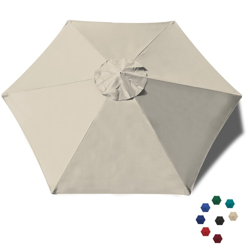 EliteShade USA 75FT Replacement Covers 6 Ribs Market Patio Umbrella Canopy Cover CANOPY ONLY Beige - Image 2