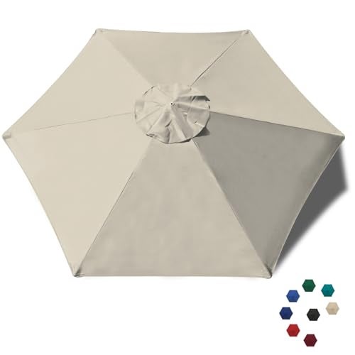 EliteShade USA 75FT Replacement Covers 6 Ribs Market Patio Umbrella Canopy Cover CANOPY ONLY Beige - Image 1