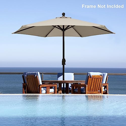 EliteShade USA 75FT Replacement Covers 6 Ribs Market Patio Umbrella Canopy Cover CANOPY ONLY Beige - Image 3