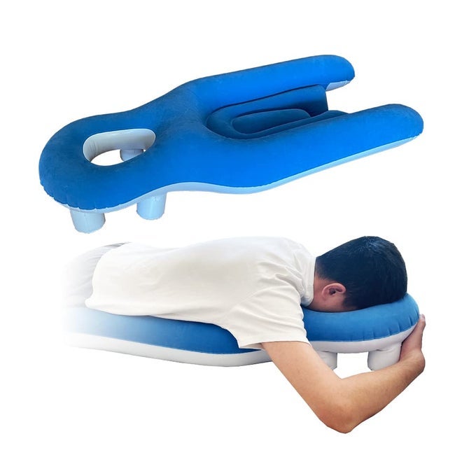 FACE DOWN PILLOW AFTER EYE SURGERY PRONE DONUT PILLOW FOR HEAD SLEEPING ON STOMACH RETINAL DETACHMENT VITRECTOMY RECOVERY EQUIPMENT FACE SUPPORT BREATHE EASY PRONE CUSHION PILLOW BLUE