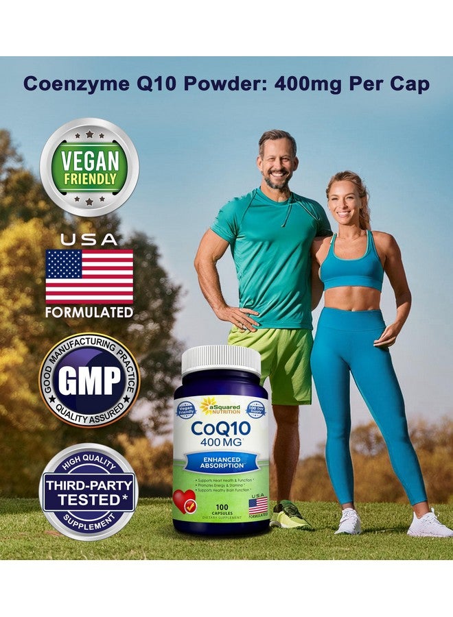 aSquared Nutrition CoQ10 (400mg Max Strength, 100 Veggie Capsules) - High Absorption Coenzyme Q10 Powder - Ubiquinone Supplement Pills, Extra Antioxidant CO Q-10 Enzyme Vitamin Tablets, Coq 10 400 mg - Image 4