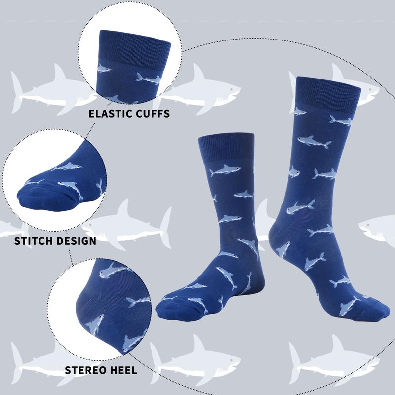 WeciBor Men's Fun Animal Dress Socks - 6 Pack Seamless Cotton Casual Socks, Size 7-12 for Business & Everyday Wear - Image 4