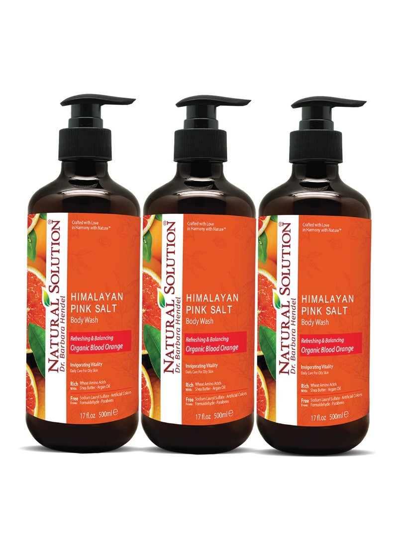 Natural Solution - Natural Solution Body Wash Formulated with Organic Blood Orange Extracts with Himalayan Pink Salt Revitalizes  Refreshing Your Skin 17 fl ozEach  Pack of 3 - Image 1