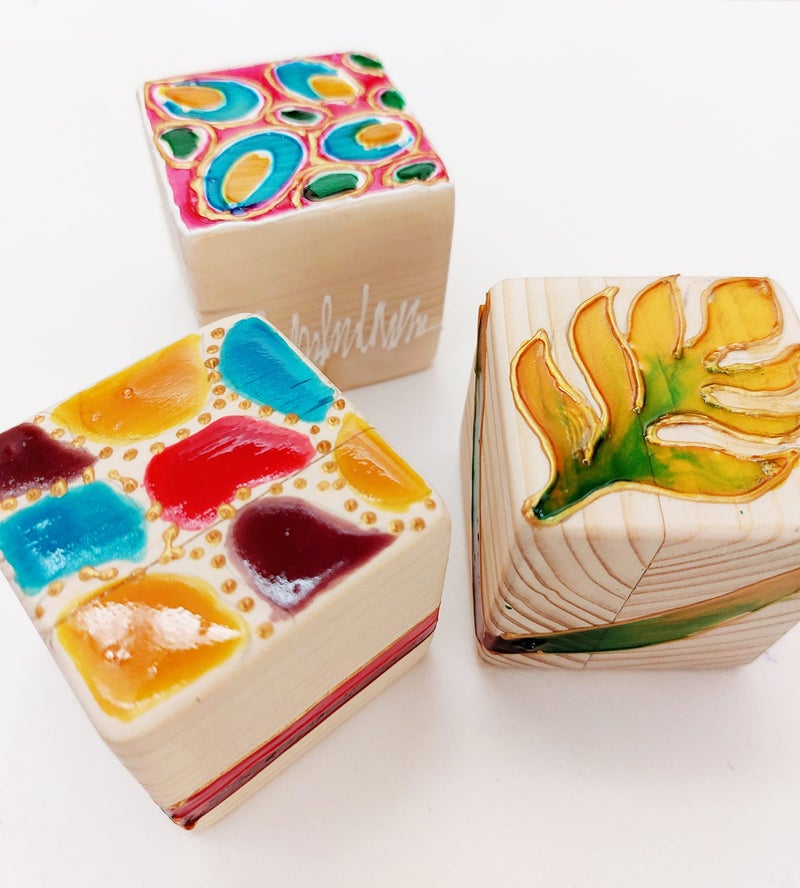 IVEI DIY MDF Stationery Wood Sheet Craft - Plain MDF Cutouts Stationery Desktop Organizer for Painting, Decoupage, Resin Art Work & Decoration (IVEI DIY Wooden Paper Weight - Set of 3) - Image 5