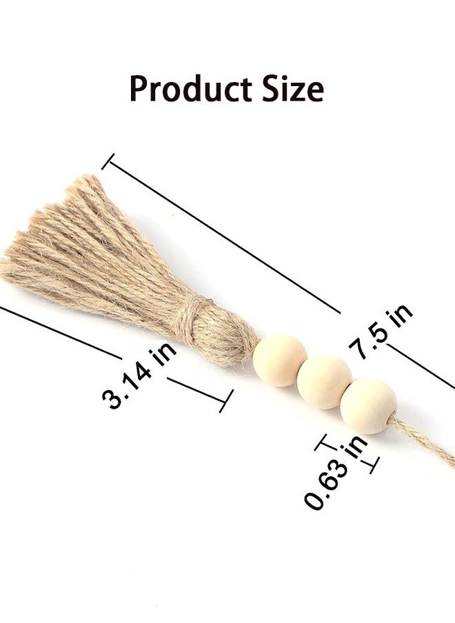 GMORO 30 Sets Wood Beads Natural Jute Rope Tassels Beaded Tassels for Crafts Farmhouse Decorative Sewing Tassels Home Decor Tassels for Wedding Party Garland DIY Projects Decorations  - Image 4