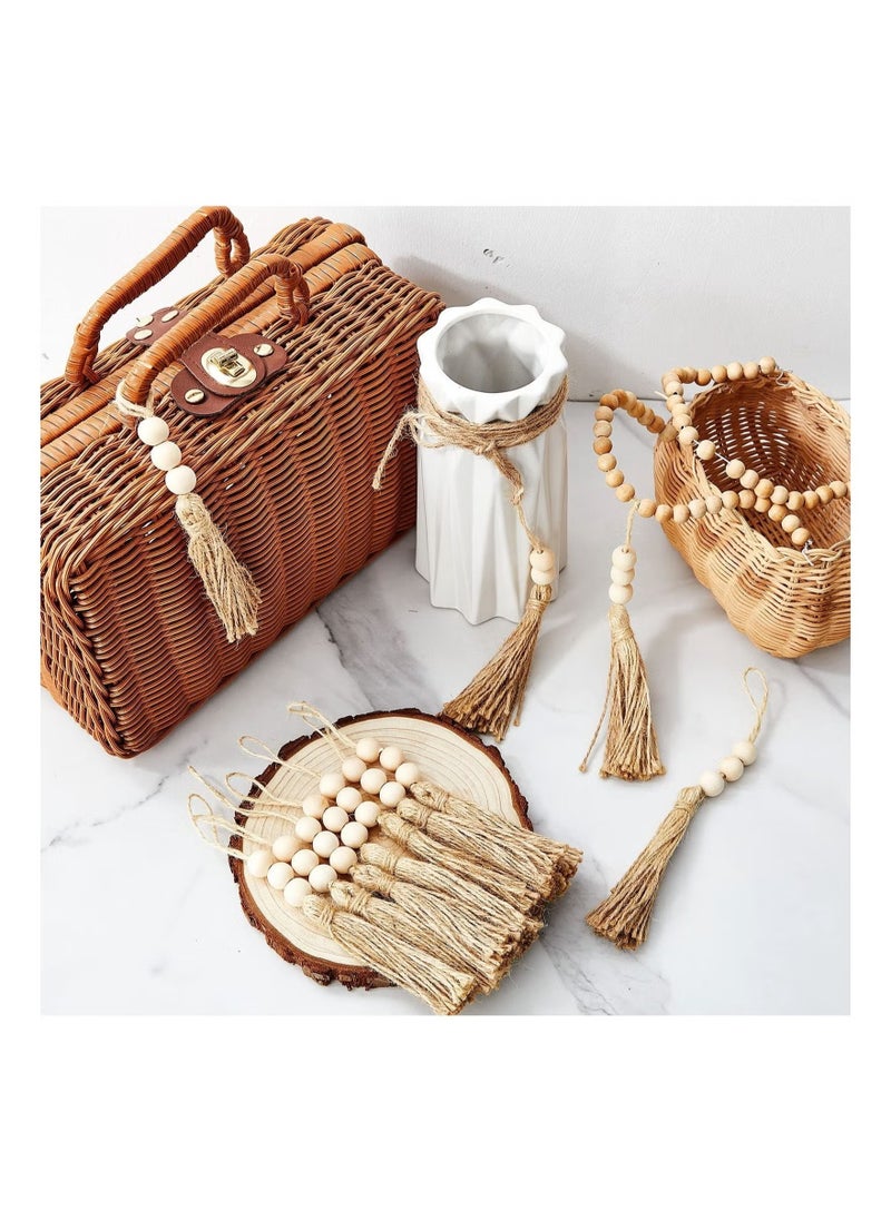 GMORO 30 Sets Wood Beads Natural Jute Rope Tassels Beaded Tassels for Crafts Farmhouse Decorative Sewing Tassels Home Decor Tassels for Wedding Party Garland DIY Projects Decorations  - Image 5