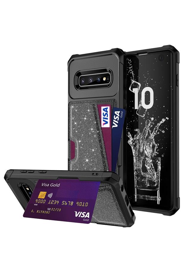 S-TOP Case For Samsung Galaxy S10 Glitter Magnetic Card Bag Phone Case - Image 1