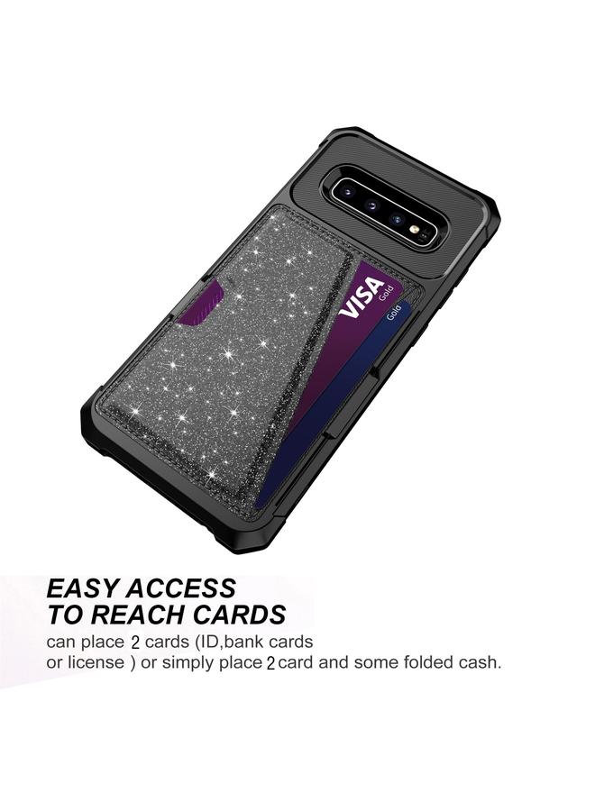 S-TOP Case For Samsung Galaxy S10 Glitter Magnetic Card Bag Phone Case - Image 4