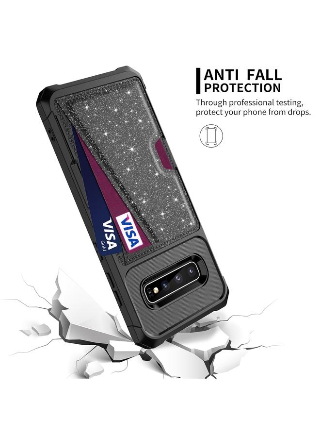 S-TOP Case For Samsung Galaxy S10 Glitter Magnetic Card Bag Phone Case - Image 3