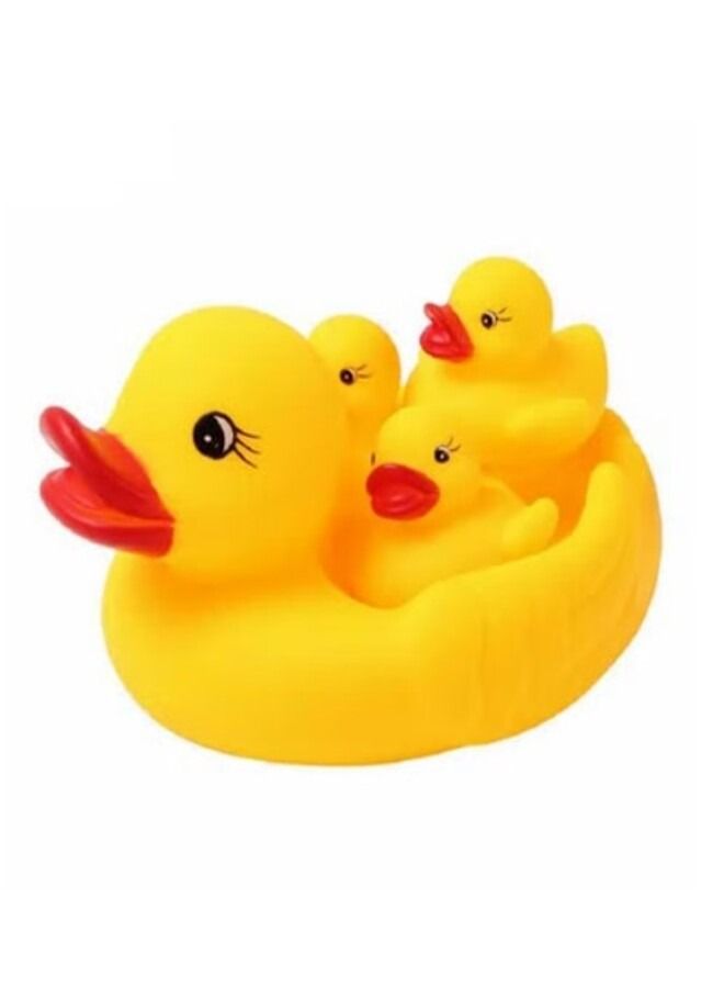 Mummy And Baby Rubber Race Cute Ducks Family Squeaky Bath Toys  - Image 1