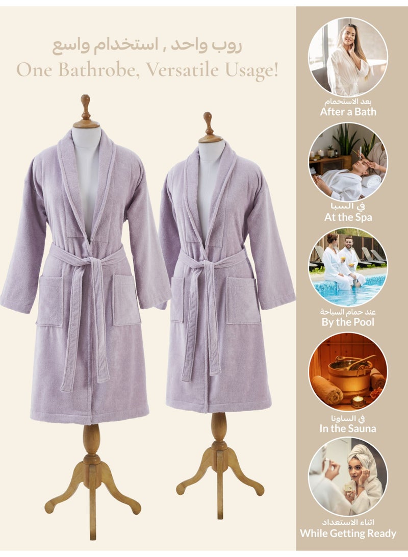 Donetella Unisex 100% Cotton Velour Bathrobe Large & Extra Large Size, 400 GSM, Luxurious & Absorbent, Soft Velvet Feel, Ankle-Length with Shawl Collar & Pockets - Image 5