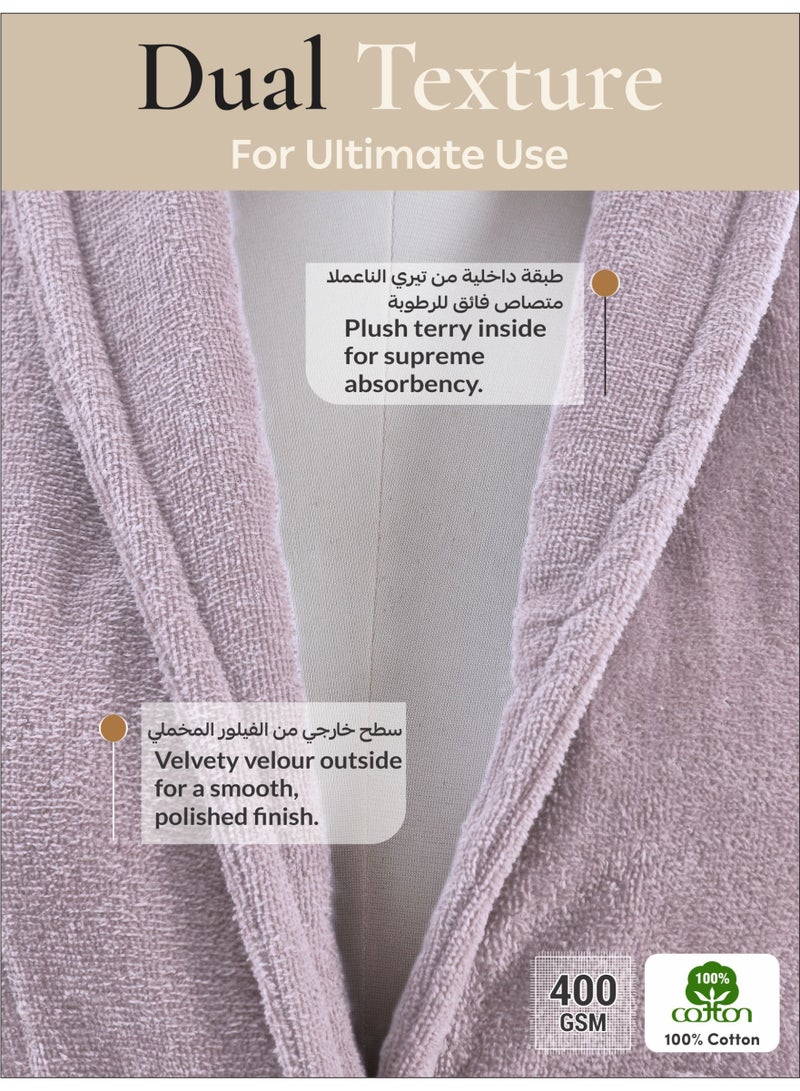 Donetella Unisex 100% Cotton Velour Bathrobe Large & Extra Large Size, 400 GSM, Luxurious & Absorbent, Soft Velvet Feel, Ankle-Length with Shawl Collar & Pockets - Image 4