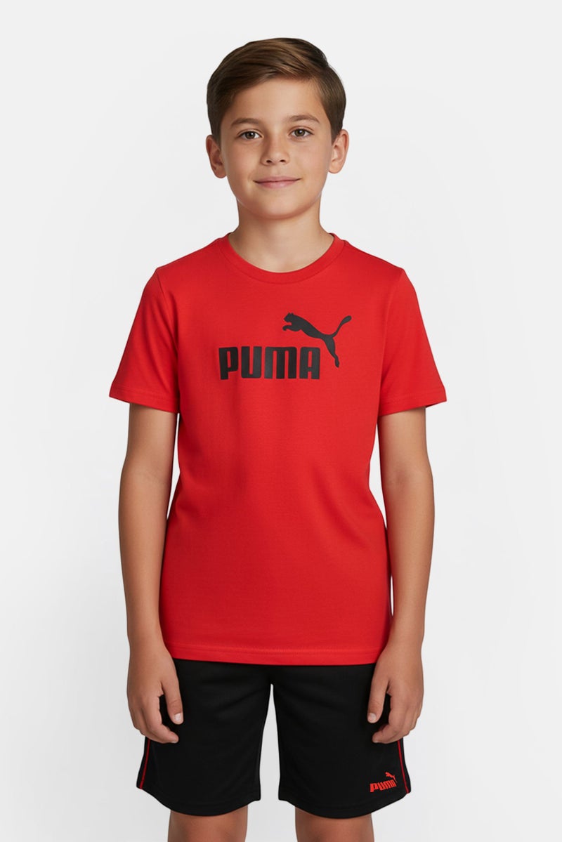 PUMA Kids Boy 2 Pieces Brand Logo Short Sleeve T-Shirt And Shorts Set, Multicolor - Image 1
