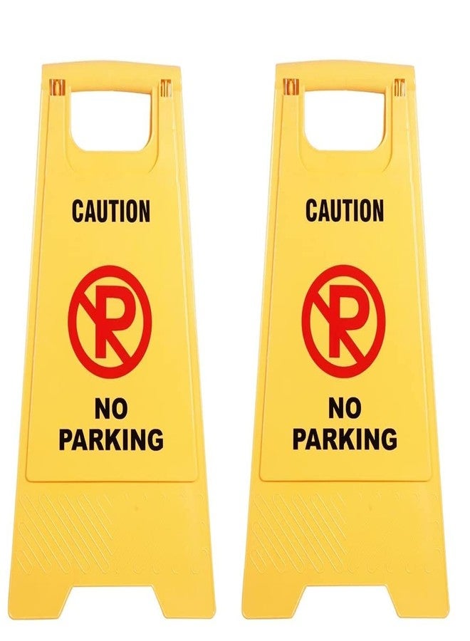 Shivis™Sign Board,Safety Signs, Wet Floor Stand, Wet Area Board, Yellow Caution Sign Board, Floor Cleaning Signs, Plastic Sign Board, Housekeeping Signage.(Pack of 2) (No Parking) - Image 1