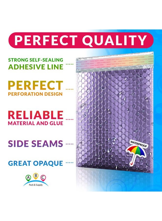 ABC Pack & Supply 25 Metallic Bubble mailers 6.5 x 10.5. Purple Padded envelopes 6 1/2 x 10 1/2. Glamour Bubble mailers Peel and Seal. Padded mailing envelopes for Shipping, ing, aging. - Image 3