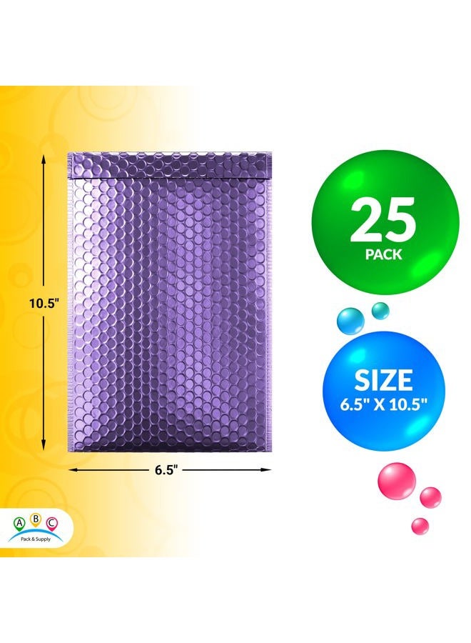 ABC Pack & Supply 25 Metallic Bubble mailers 6.5 x 10.5. Purple Padded envelopes 6 1/2 x 10 1/2. Glamour Bubble mailers Peel and Seal. Padded mailing envelopes for Shipping, ing, aging. - Image 2