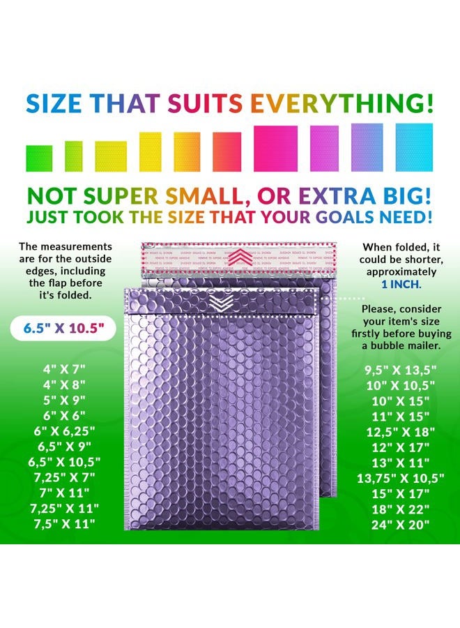 ABC Pack & Supply 25 Metallic Bubble mailers 6.5 x 10.5. Purple Padded envelopes 6 1/2 x 10 1/2. Glamour Bubble mailers Peel and Seal. Padded mailing envelopes for Shipping, ing, aging. - Image 4