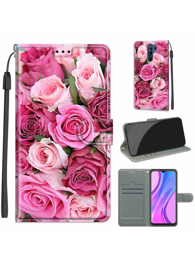 The Bros Case For Xiaomi Redmi 9 Voltage Coloured Drawing Magnetic Clasp Horizontal Flip PU Leather Case with Holder & Card Slots