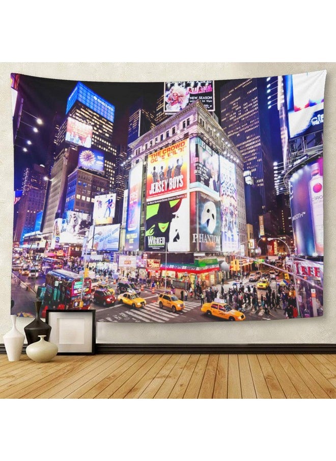 Emvency Tapestry City January 6 Illuminated Facades Of Theaters 2011 In Times Night Street Musical Sign Posters Theatre Home Decor Wall Hanging For Living Room Bedroom Dorm 5X60 Inches  - Image 3