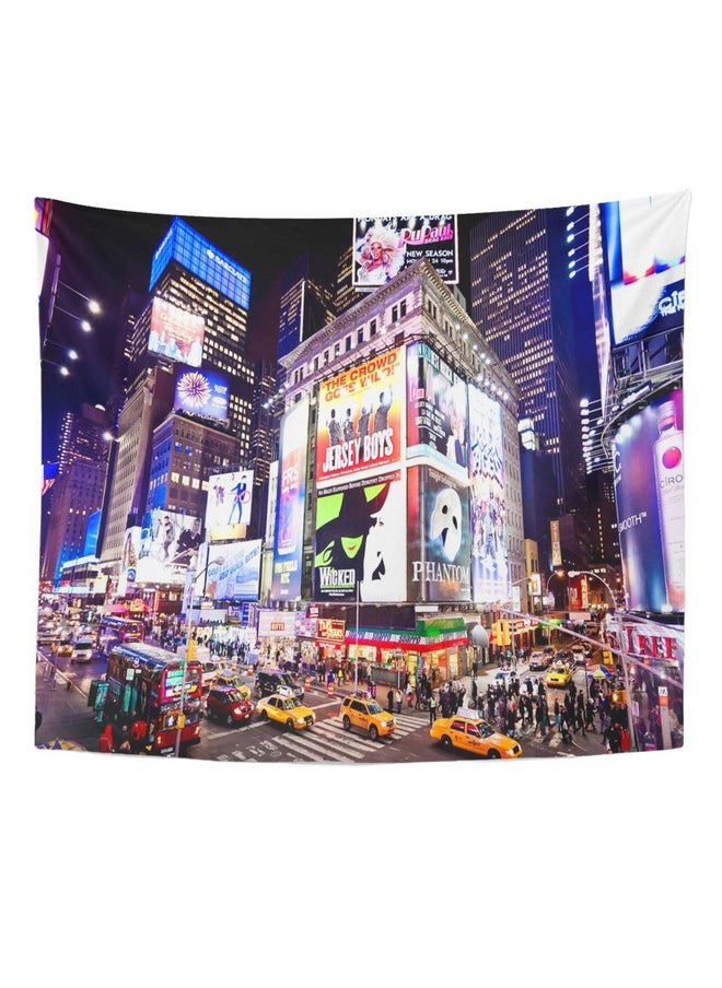 Emvency Tapestry City January 6 Illuminated Facades Of Theaters 2011 In Times Night Street Musical Sign Posters Theatre Home Decor Wall Hanging For Living Room Bedroom Dorm 5X60 Inches  - Image 1