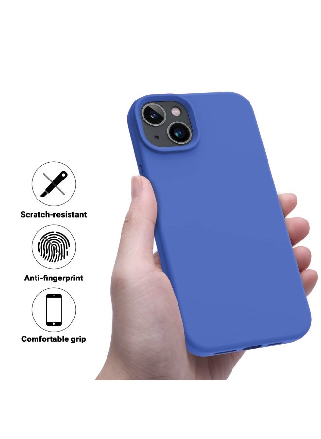 Compatible with iPhone 13/14 Case 6.1 Inch Slim Liquid Silicone 4 Layers Soft Gel Rubber Shockproof Protective Phone Case with Anti Scratch Microfiber Lining (Blue 2) - Image 4