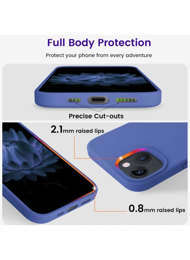 Compatible with iPhone 13/14 Case 6.1 Inch Slim Liquid Silicone 4 Layers Soft Gel Rubber Shockproof Protective Phone Case with Anti Scratch Microfiber Lining (Blue 2) - Image 3