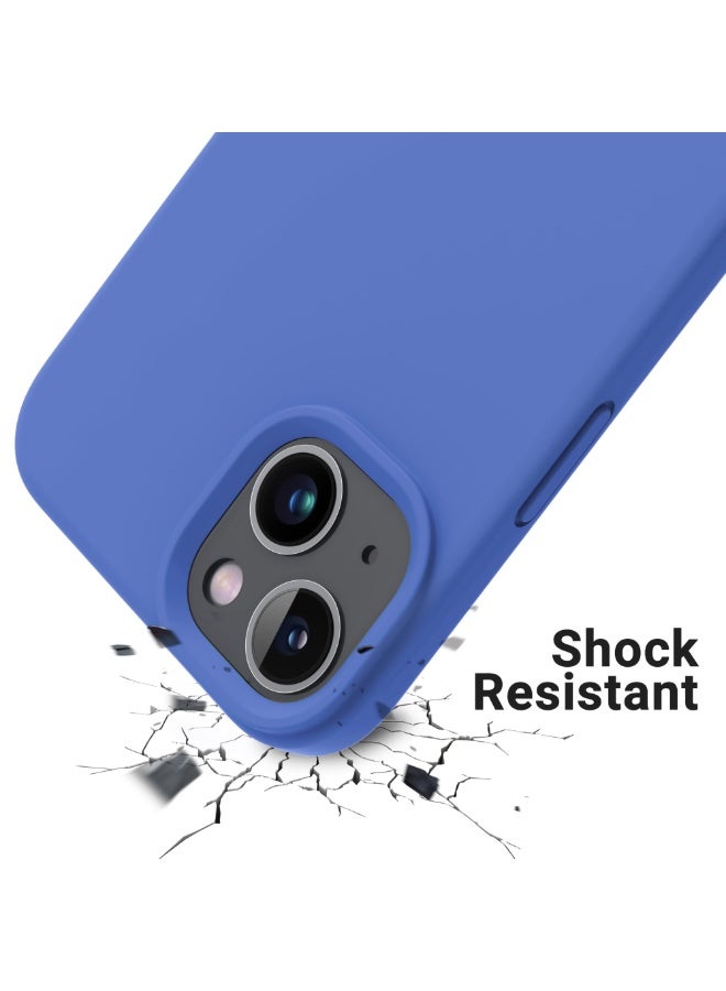 Compatible with iPhone 13/14 Case 6.1 Inch Slim Liquid Silicone 4 Layers Soft Gel Rubber Shockproof Protective Phone Case with Anti Scratch Microfiber Lining (Blue 2) - Image 2