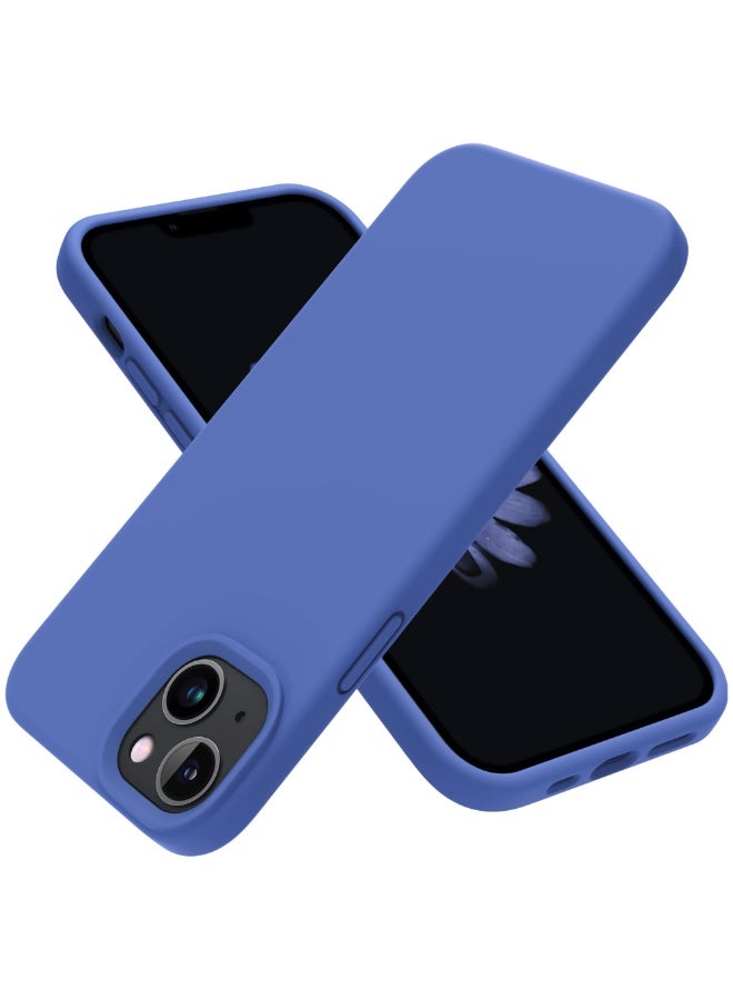 Compatible with iPhone 13/14 Case 6.1 Inch Slim Liquid Silicone 4 Layers Soft Gel Rubber Shockproof Protective Phone Case with Anti Scratch Microfiber Lining (Blue 2) - Image 1