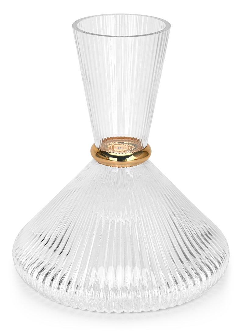 Fissman Water Decanter 2200mL, Embossed Design with Gold Ring Thalia Series  - Image 1