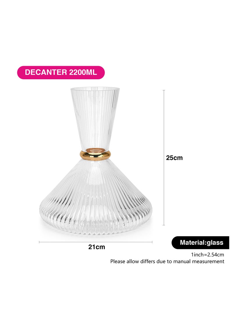 Fissman Water Decanter 2200mL, Embossed Design with Gold Ring Thalia Series  - Image 3
