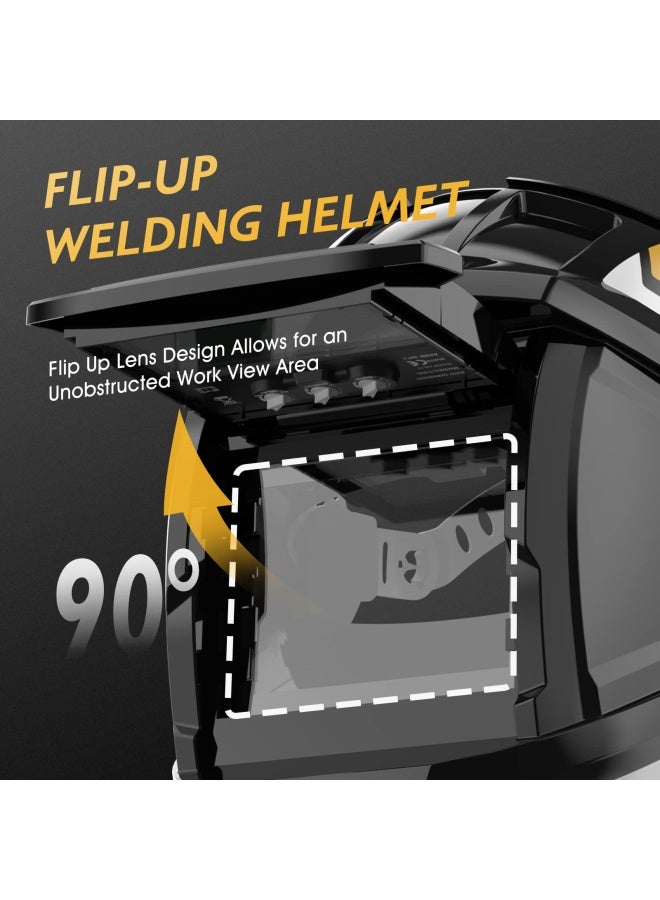 TOOLIOM Flip Up Welding Helmet 3.64 x 1.67 inch Auto Darkening Clamshell Welding Mask True Color Lift Front Welding Hood - Image 2