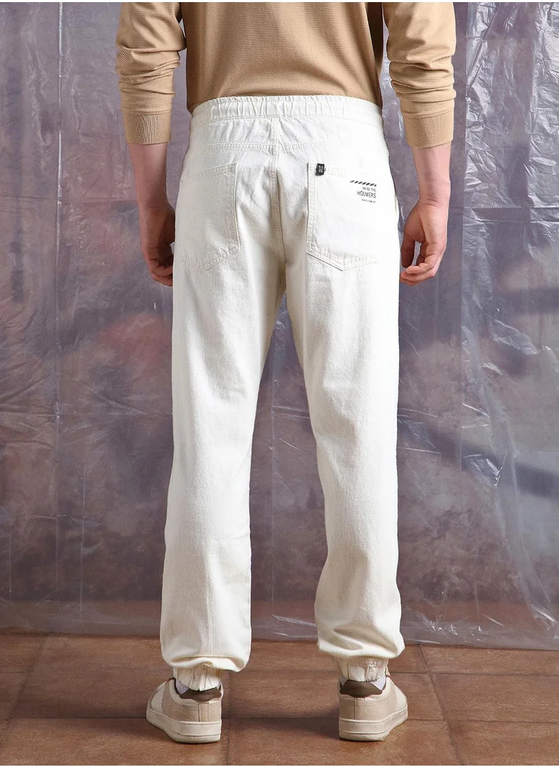 Hubberholme Ecru Straight Fit Jeans Washed design crafted from 100% Cotton with Elasticated closure.