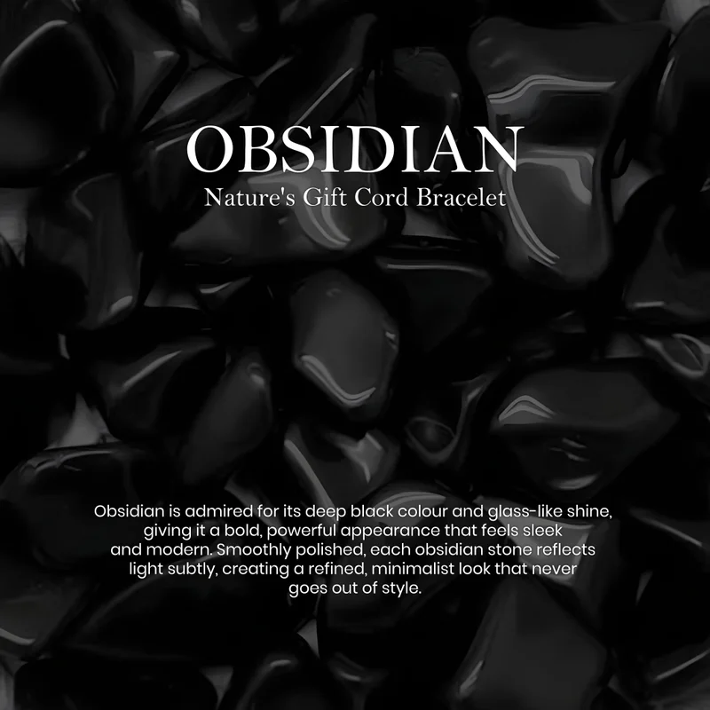 British Fossils سوار حبل هدية الطبيعة - الأوبسيديان