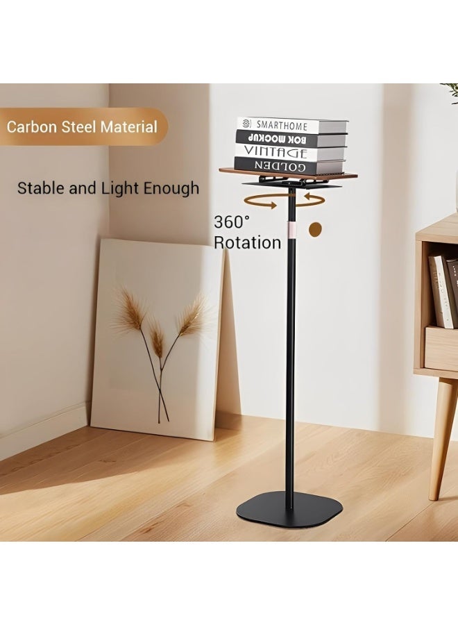 WALALLA 1-Piece Adjustable Floor Reading Stand for Books Laptop and Tablet Detachable 360° Rotating Book Holder with Height Adjustable Carbon Steel Pole Wooden Reading Tray for Kids Adults Study Office Bedroom Living Room - Image 3