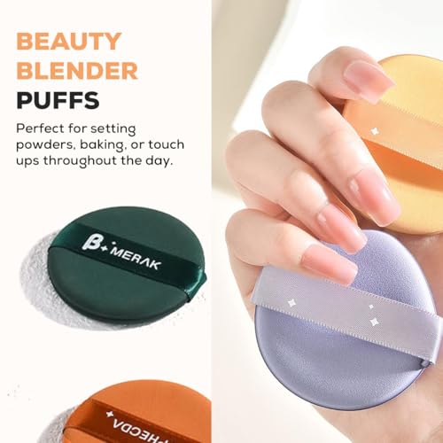 Multibrite 4pcs Puff Soft Face Makeup Sponge, Loose powder Foundation Blending Sponges Set, Makeup Blender, Dual-Sided Design Contouring, Wet and Dry Tool, Reusable and Washable, (Round and Triangle) - Image 4