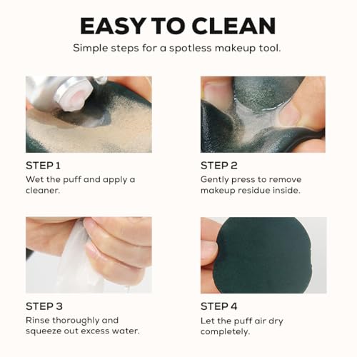 Multibrite 4pcs Puff Soft Face Makeup Sponge, Loose powder Foundation Blending Sponges Set, Makeup Blender, Dual-Sided Design Contouring, Wet and Dry Tool, Reusable and Washable, (Round and Triangle) - Image 3