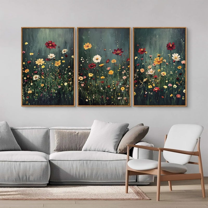 EMODA Canvas Wall Art Set of 3 with Outer Frame, 60 x 80 cm Each, Premium Framed Canvas Prints for Living Room Bedroom Office Home Décor, Modern Wall Decoration Artwork Set - Image 3