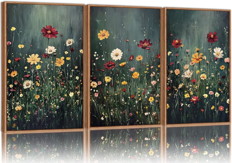 EMODA Canvas Wall Art Set of 3 with Outer Frame, 60 x 80 cm Each, Premium Framed Canvas Prints for Living Room Bedroom Office Home Décor, Modern Wall Decoration Artwork Set - Image 1